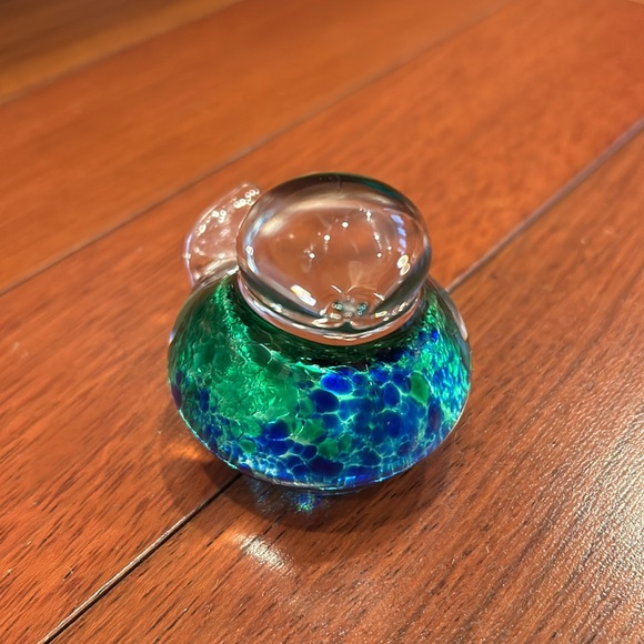 Art Glass Bird Figurine Glass Crystal Paper Weight Ornament blue green and clear - Picture 4 of 12